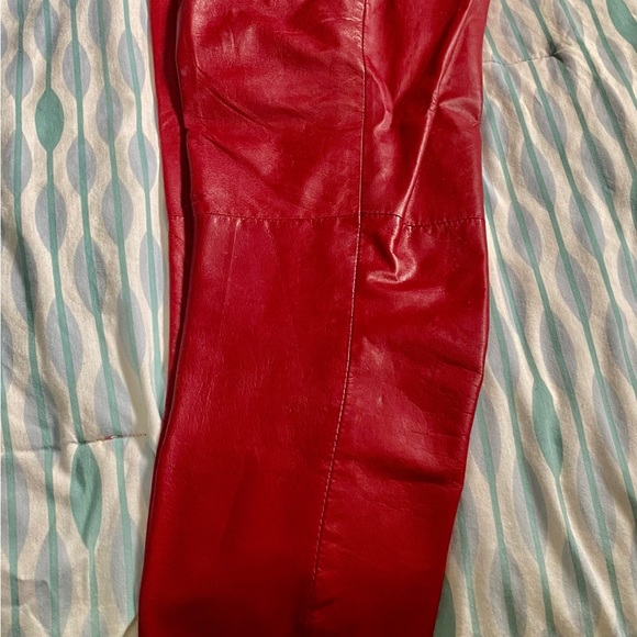 Vintage 80’s Real leather Red skinny jeans XS l - Picture 6 of 7